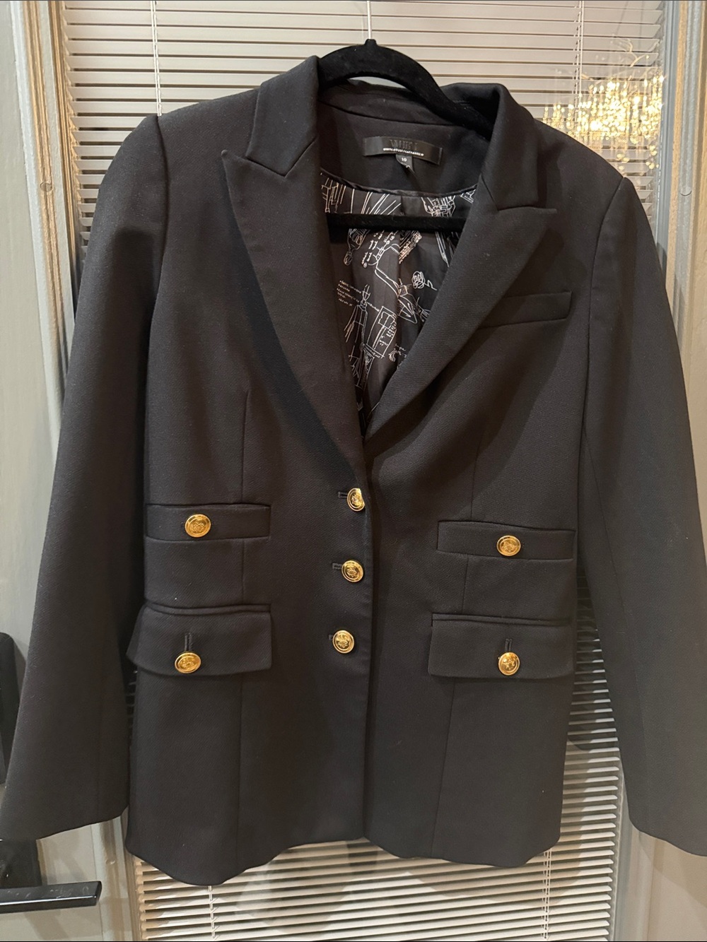 White House Black Market Black Blazer with Gold Buttons